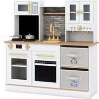 Costway Children's Wooden Play Kitchen with Stove & Sounds in Natural