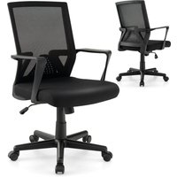 Gymax Home Office Chair Ergonomic Desk Chair with Lumbar Support-Black in Black