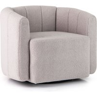 Gymax Swivel Barrel Chair Upholstered Sherpa Accent Chair Pumpkin Shaped in White