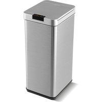 Gymax 48L Automatic Trash Can With Lid Motion Sensor Garbage Can Sliver in Metallic Silver