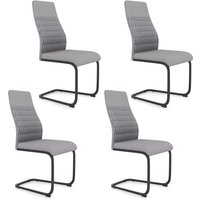 Gymax Modern Dining Chair Set of 4 Tilt High Backrest Kitchen Chairs in Grey