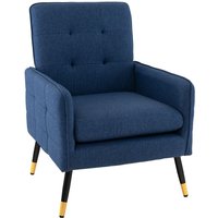 Costway Upholstered Sofa Chair Modern Accent Armchair Leisure Lounge Chair in Navy