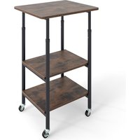 Costway Height Adjustable Printer Stand 3-Tier Printer Cart with Storage in Brown