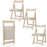 Costway Foldable Dining Chair Set of 4 Accent Armless Kitchen Chair in Beige