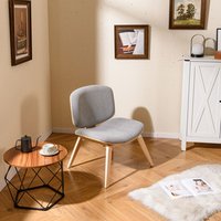 Costway Modern Accent Chair Upholstered Side Chair with Curved Backrest in Light Grey