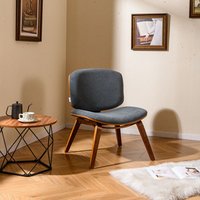 Costway Modern Accent Chair Upholstered Side Chair with Curved Backrest in Grey