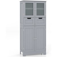 Tall Bathroom Cabinet Double Door Floor Cabinet 2 Drawers