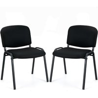 Gymax Set of 2 Waiting Room Chairs Stackable Reception Guest Chairs-Black in Black | Size: 2 Pack