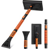 Gymax 2 in 1 Extendable Snow Shovel 84-104 cm Ice Scraper for Car Windshield in Orange