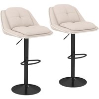 Gymax 2-Pack Bar Stools Modern Adjustable Chenille Upholstered Bar Stools in Beige | Size: 2 Pack