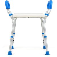 Costway Bath Chair Shower Bench W/ Detachable Padded Arms in Blue