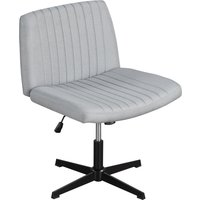 Costway Criss Cross Chair No Wheels Cross-Legged Swivel Desk Chair in Grey