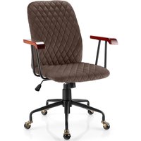 Costway Velvet Rocking Leisure Chair Adjustable Swivel Home Office Chair in Dark Brown