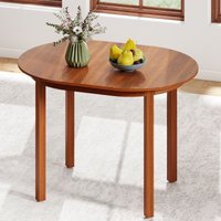 Costway 110CM Wooden Dining Table for 4-6 People Oval Kitchen Table in Walnut