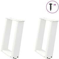 Berkfield Home Coffee Table Legs U-Shaped 2 pcs White 28x(42-43) cm Steel