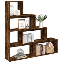 Berkfield Home Room Divider Bookcase 4-Tier Smoked Oak 143.5x29x143.5 cm Engineered Wood in Brown