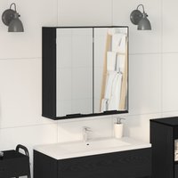 Berkfield Home Bathroom Mirror Cabinet - Black Oak, 64x20x66.5 cm, Made from Engineered Wood | Size: 64x20x66.5 cm