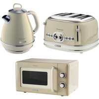 Ariete Vintage 1.7L Jug Kettle, 4 Slice Toaster & Microwave Cream