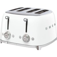 Smeg 4 Slice Toaster, Extra-Wide Slots TSF03WHUK Retro Stainless Steel in White | Size: A