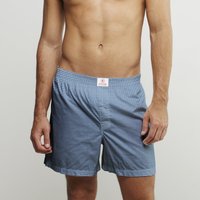 CLAUDIO LUGLI Puppytooth Cotton Poplin Print Boxer Shorts in Blue | Size: XL