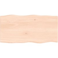 Berkfield Home Table Top 80x40x2 cm Untreated Solid Wood Oak Live Edge in Brown | Size: 80 x 40 x 2 cm
