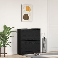 Berkfield Home Shoe Cabinet with Flip Drawer Black Oak 80x21x87, 5 cm