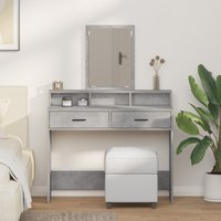 Berkfield Home Dressing Table with Drawers - Concrete Grey, 100x41x140 cm in Grey | Size: 100 x 41 x 140 cm
