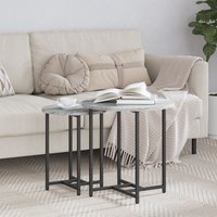 Berkfield Home Side Table 2 pcs Grey Sonoma Engineered Wood & Metal