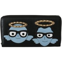 & Blue Leather #DGFAMILY Zipper Continental Wallet
