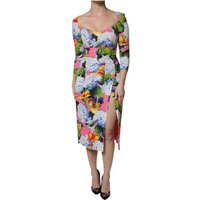 & Floral Side Slit Midi Dress