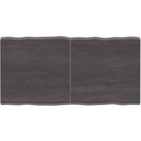Berkfield Home Table Top Dark Grey 120x60x(2-4) cm Treated Solid Wood Live Edge in Brown