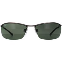 Ray-Ban Men's Wrap Gunmetal Polarized Green Top Bar 3183 Sunglasses in Grey