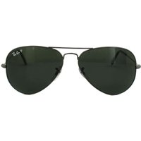 Ray-Ban Aviator Gunmetal Green Polarized Aviator 3025 Sunglasses in Grey