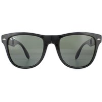 Ray-Ban Rectangle Black Green Polarized Folding Wayfarer 4105 Sunglasses