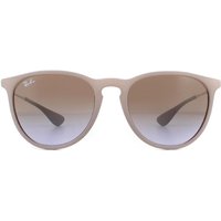 Ray-Ban Women's Round Dark Rubber Sand Brown Gradient Erika 4171 Sunglasses in Beige