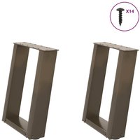 Berkfield Home Coffee Table Legs U-Shaped 2 pcs Natural Steel 38x(42-43) cm Steel in Brown