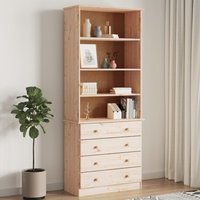 Berkfield Home Bookcase with Drawers ALTA 77x35x186.5 cm Solid Wood Pine in Brown