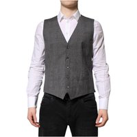 & Gray Plaid Wool Formal Dress Waistcoat Vest