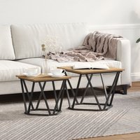 Berkfield Home Coffee Table oak iron PB in Brown