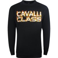 Cavalli Class Men's Fire Logo Design Black Sweatshirt | Size: XL