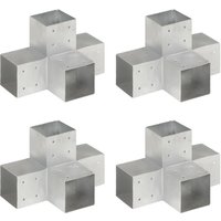 Berkfield Home Post Connectors 4 pcs X Shape Galvanised Metal 101x101 mm in Silver
