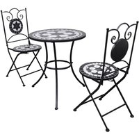 Berkfield Home 3 Piece Bistro Set Ceramic Tile Black & White