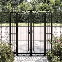 Berkfield Home Garden Gate Black 121x8x150 cm Wrought Iron | Size: 121 x 8 x 150 cm