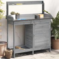 Berkfield Home Potting Table with Cabinet Grey 110.5x45x124.5 cm Solid Wood Fir