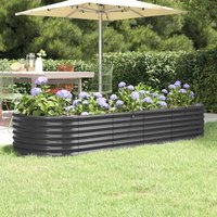 Berkfield Home Garden Raised Bed Powder-coated Steel 224x80x36 cm Anthracite in Black | Size: 224 x 80 x 36 cm