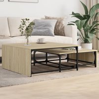 Berkfield Home Nesting Coffee Tables 2 pcs Sonoma Oak Engineered Wood & Metal in Brown