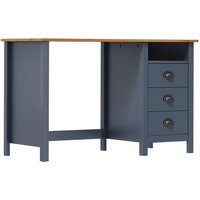 Berkfield Home Desk Hill with 3 Drawers Grey 120x50x74 cm Solid Pine Wood | Size: 120 x 50 x 74 cm