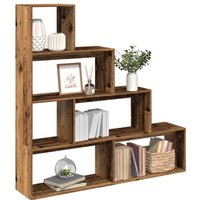 Berkfield Home Room Divider Bookcase 4-Tier Old Wood 143.5x29x143.5 cm Engineered Wood in Brown