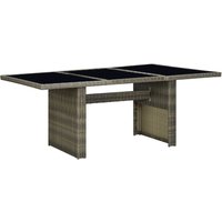 Berkfield Home Garden Table Brown Poly Rattan & Tempered Glass