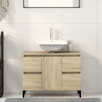 Berkfield Home Sink Cabinet Sonoma Oak 80x33x60 cm Engineered Wood in Brown | Size: 80 x 33 x 60 cm